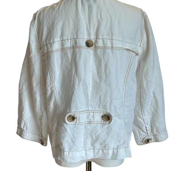 Ann Taylor Loft Linen White Jacket Pockets Buttons XL - Picture 2 of 4